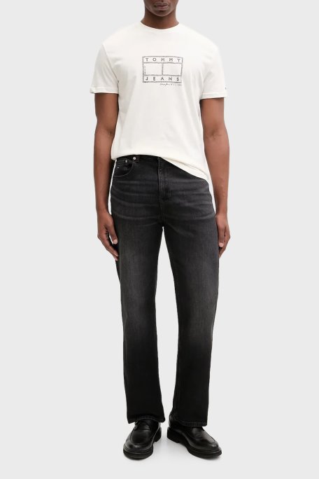 Tommy Jeans Pamuklu Regular Fit Logolu Bisiklet Yaka Erkek T Shirt DM0DM22317 YBH BEYAZ - Tommy Jeans (1)