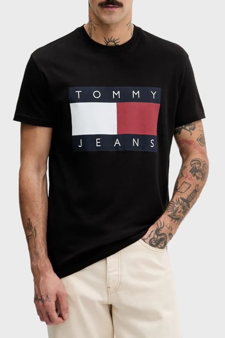 Tommy Jeans Pamuklu Regular Fit Logolu Bisiklet Yaka Erkek T Shirt DM0DM22645 BDS SİYAH - Tommy Jeans