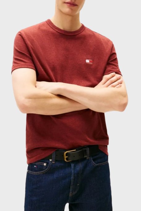 Tommy Jeans Pamuklu Regular Fit Logolu Bisiklet Yaka Erkek T Shirt DM0DM22667 XL0 KIRMIZI - Tommy Jeans