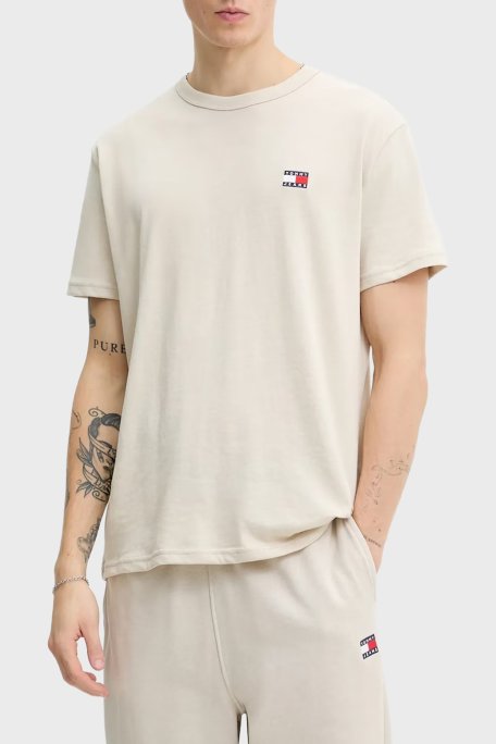 Tommy Jeans Pamuklu Regular Fit Logolu Bisiklet Yaka Erkek T Shirt DM0DM22667 YBH BEYAZ - Tommy Jeans