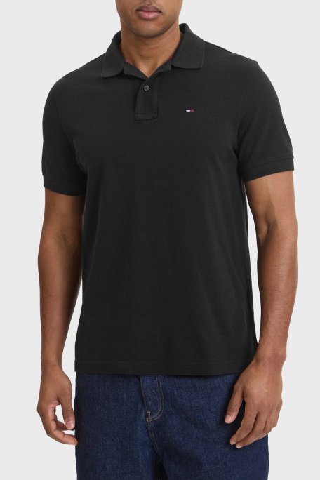 Tommy Jeans Pamuklu Regular Fit Logolu Düğmeli Erkek Polo Yaka T Shirt DM0DM22711 BDS SİYAH - Tommy Jeans