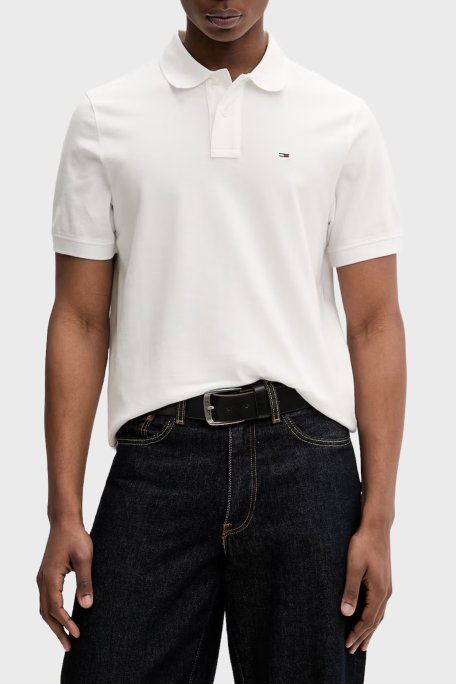 Tommy Jeans Pamuklu Regular Fit Logolu Düğmeli Erkek Polo Yaka T Shirt DM0DM22711 YBL BEYAZ - Tommy Jeans