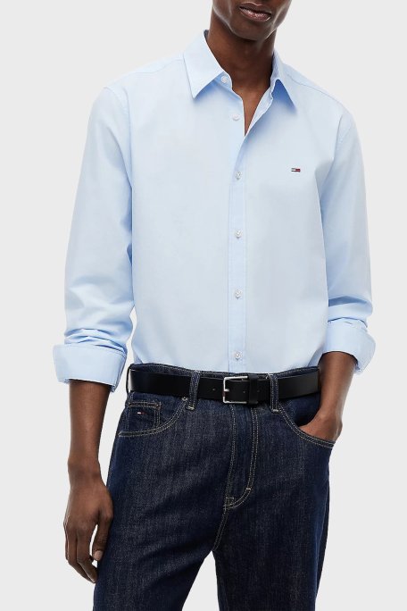 Tommy Jeans Pamuklu Regular Fit Logolu Klasik Yaka Uzun Kollu Erkek Gömlek DM0DM22026 C3Q AÇIK MAVİ - Tommy Jeans