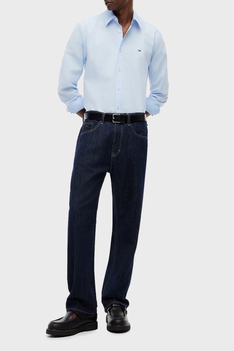 Tommy Jeans Pamuklu Regular Fit Logolu Klasik Yaka Uzun Kollu Erkek Gömlek DM0DM22026 C3Q AÇIK MAVİ - Tommy Jeans (1)