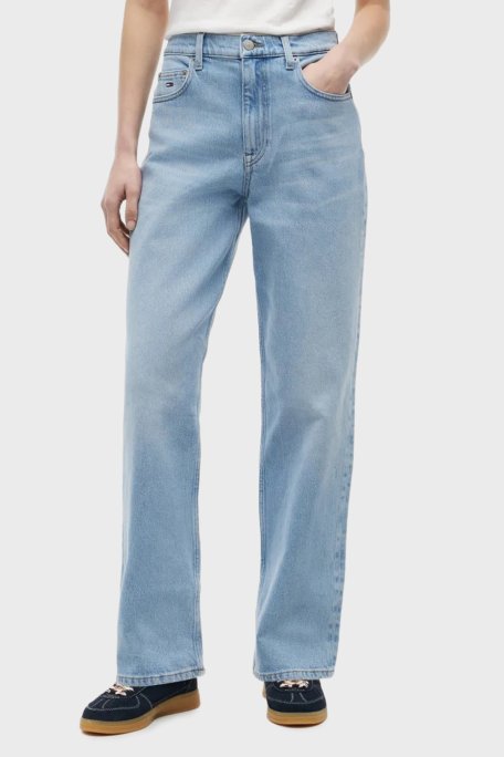 Tommy Jeans Pamuklu Regular Fit Yüksek Bel Jeans Kadın Kot Pantolon DW0DW23018 1AB AÇIK MAVİ - Tommy Jeans