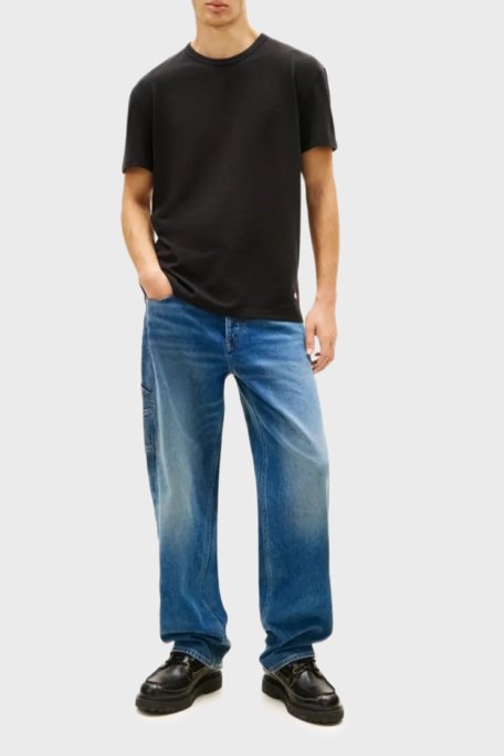 Tommy Jeans Pamuklu Slim Fit Bisiklet Yaka Erkek T Shirt DM0DM22529 BDS SİYAH - Tommy Jeans (1)