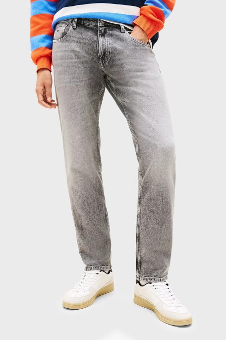 Tommy Jeans Pamuklu Slim Fit Normal Bel Dar Paça Jeans Erkek Kot Pantolon DM0DM22926 1DA GRİ - Tommy Jeans