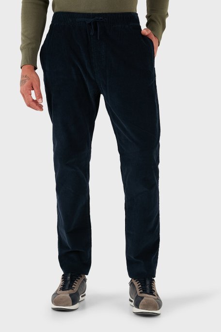 Tommy Jeans Pamuklu Slim Fit Normal Bel Düz Paça Kadife Erkek Pantolon DM0DM21997 C1G LACİVERT - Tommy Jeans