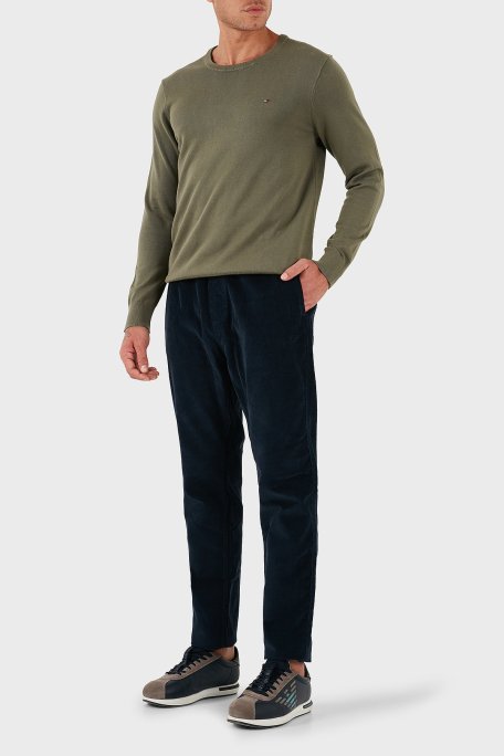 Tommy Jeans Pamuklu Slim Fit Normal Bel Düz Paça Kadife Erkek Pantolon DM0DM21997 C1G LACİVERT - Tommy Jeans (1)