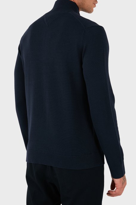 Tommy Jeans Pamuklu Slim Fit Yarım Fermuarlı Dik Yaka Erkek Kazak DM0DM21654 C1G LACİVERT - Tommy Jeans (1)