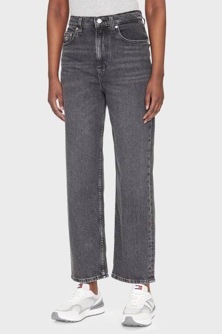 Tommy Jeans Pamuklu Straight Fit Yüksek Bel Düz Paça Jeans Bayan Kot Pantolon DW0DW20646 1BZ KOYU GRİ - Tommy Jeans (1)