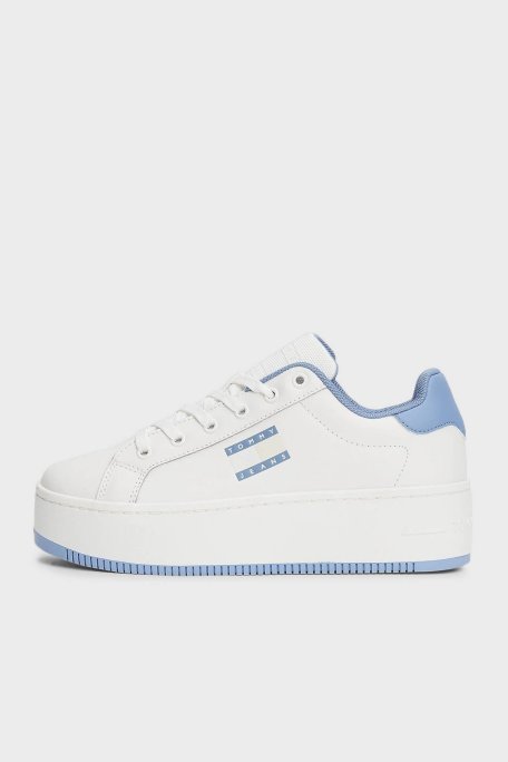 Tommy Jeans Platform Deri Sneaker Bayan Ayakkabı EN0EN02518 C33 BEYAZ-MAVİ - Tommy Hilfiger (1)