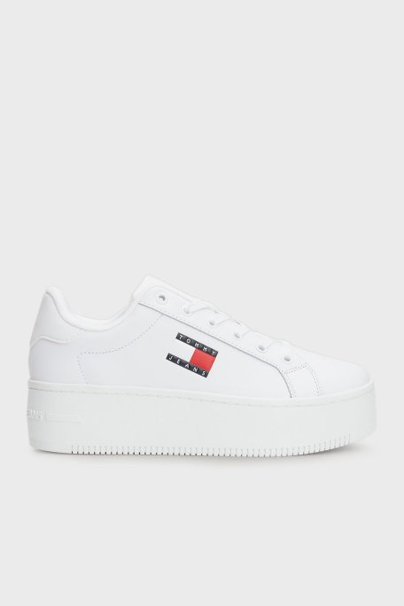 Tommy Jeans Platform Deri Sneaker Bayan Ayakkabı EN0EN02518 YBS BEYAZ - Tommy Jeans