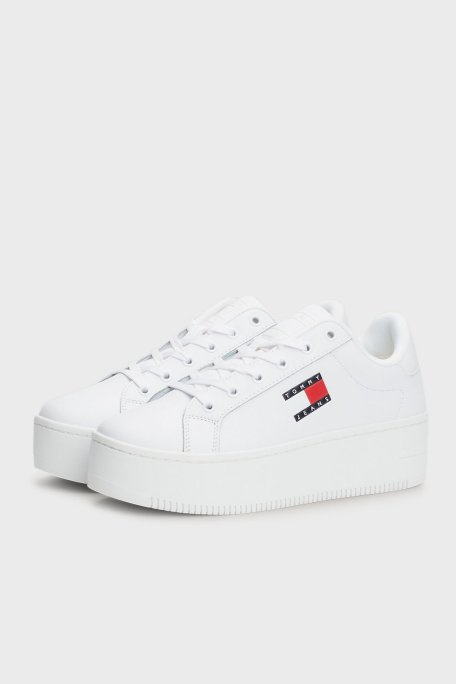 Tommy Jeans Platform Deri Sneaker Bayan Ayakkabı EN0EN02518 YBS BEYAZ - Tommy Jeans (1)