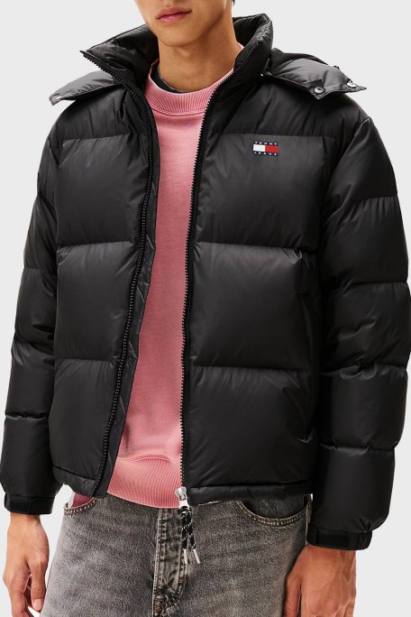 Tommy Jeans Relaxed Fit Çıkarılabilir Kapüşonlu Su İtici Şişme Erkek Mont DM0DM22036 BDS SİYAH - Tommy Jeans