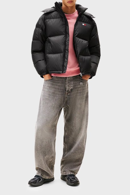 Tommy Jeans Relaxed Fit Çıkarılabilir Kapüşonlu Su İtici Şişme Erkek Mont DM0DM22036 BDS SİYAH - Tommy Jeans (1)