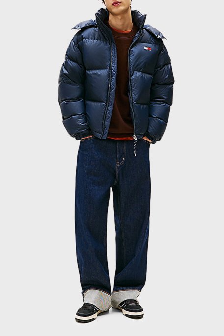 Tommy Jeans Relaxed Fit Çıkarılabilir Kapüşonlu Su İtici Şişme Erkek Mont DM0DM22036 C1G LACİVERT - Tommy Jeans (1)