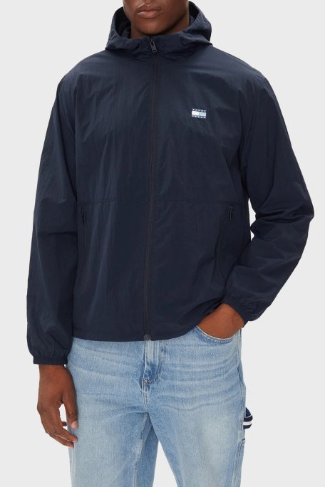 Tommy Jeans Relaxed Fit Kapüşonlu Su İtici Logolu Erkek Mont DM0DM21393 C1G LACİVERT - Tommy Jeans