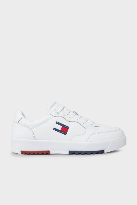 Tommy Jeans Retro Deri Sneaker Erkek Ayakkabı EM0EM01397 YBS BEYAZ - Tommy Jeans