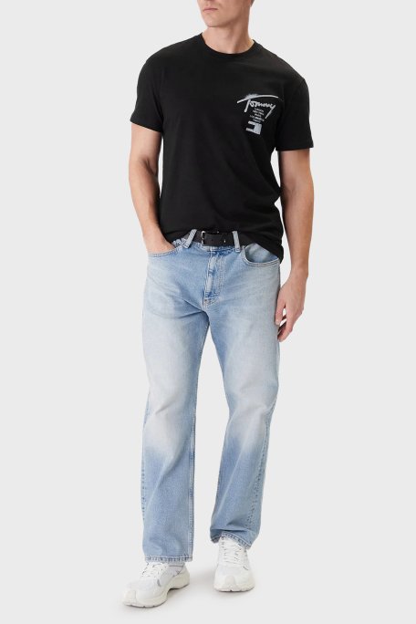 Tommy Jeans Sırt Baskılı Pamuklu Regular Fit Bisiklet Yaka Erkek T Shirt DM0DM22553 BDS SİYAH - Tommy Jeans (1)