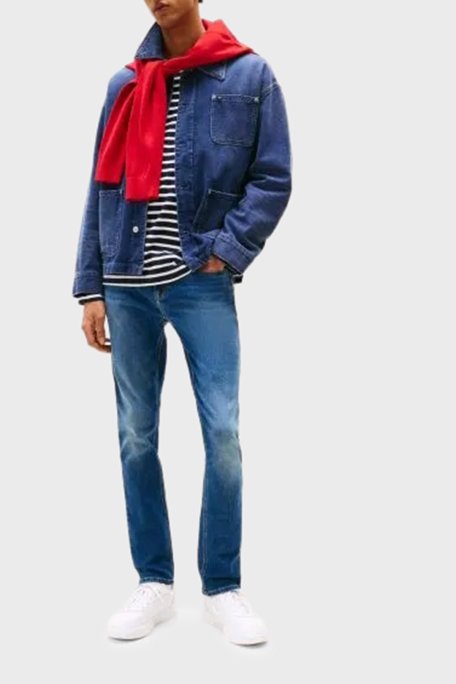 Tommy Jeans Streç Pamuklu Slim Fit Normal Bel Dar Paça Jeans Erkek Kot Pantolon DM0DM21238 1BK MAVİ - Tommy Jeans (1)