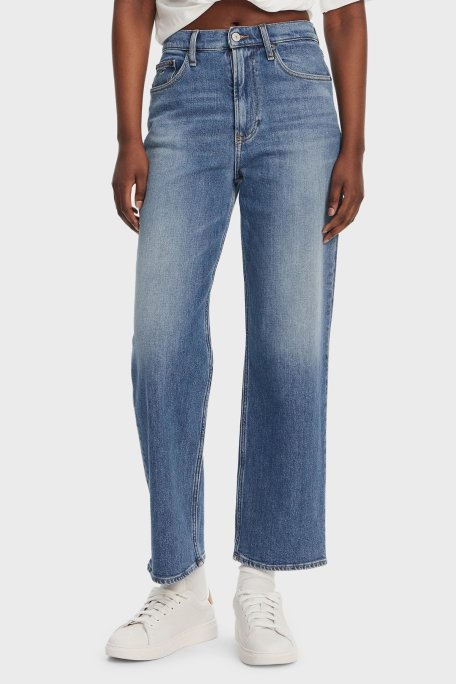 Tommy Jeans Streç Pamuklu Slim Straight Yüksek Bel Düz Paça Jeans Bayan Kot Pantolon DW0DW20644 1A5 MAVİ - Tommy Jeans