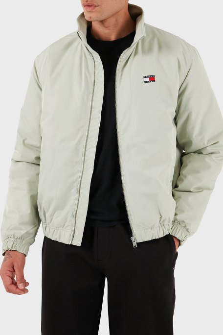 Tommy Jeans Su İtici Relaxed Fit Dik Yaka Logolu Erkek Mont DM0DM21936 M1C YEŞİL - Tommy Jeans