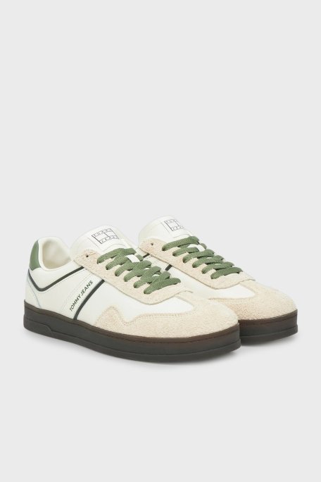 Tommy Jeans Süet Detaylı Logolu Sneaker Erkek Ayakkabı EM0EM01587 YBI BEYAZ - Tommy Jeans (1)