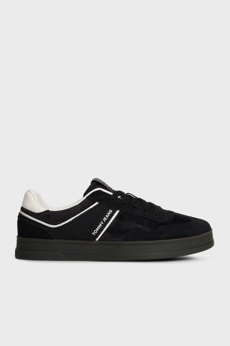 Tommy Jeans Süet Logolu Bağcıklı Sneaker Bayan Ayakkabı EN0EN02863 BDS SİYAH - Tommy Jeans
