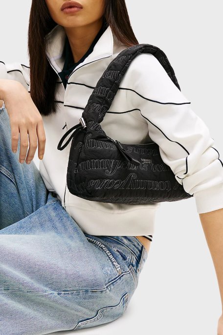 Tommy Jeans Tamamı Logolu Omuz Askılı Kadın Çanta AW0AW18467 BDS SİYAH - Tommy Jeans (1)