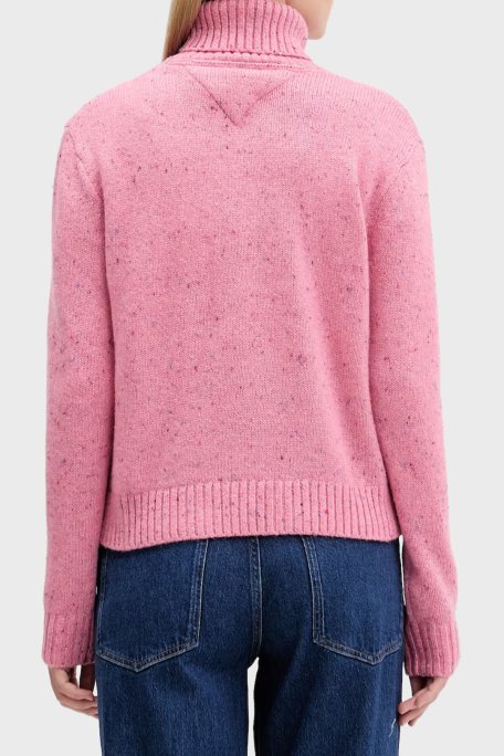 Tommy Jeans Yün Karışımlı Relaxed Fit Balıkçı Yaka Logolu Kadın Kazak DW0DW21687 THC PEMBE - Tommy Jeans (1)