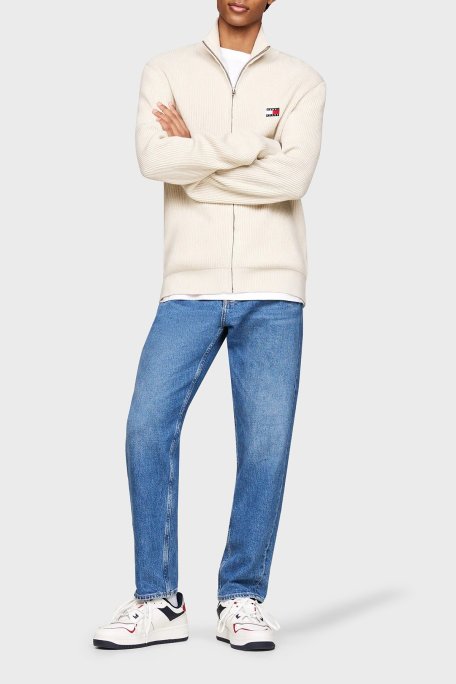 Tommy Jeans Yün Karışımlı Slim Fit Dik Yaka Fermuarlı Erkek Sweat DM0DM19435 ACG BEJ - Tommy Jeans (1)