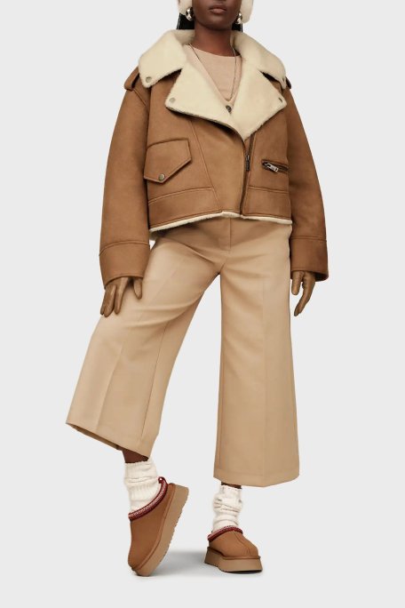 Ugg Logolu Hakiki Deri Paltform Taban Yünlü Süet Bayan Terlik 1174471 TABA - Ugg (1)