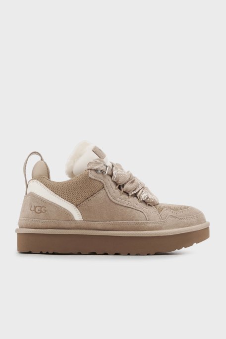 Ugg Logolu Hakiki Deri Yünlü Bilekli Sneaker Kadın Ayakkabı 1144032 KUM - Ugg