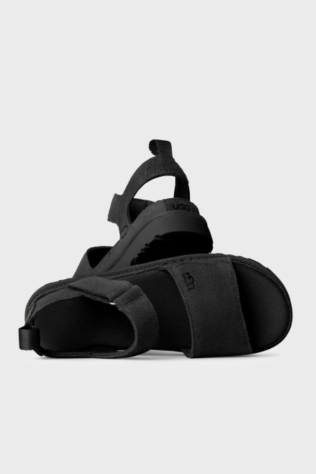 Ugg Logolu Süet Kalın Taban Cırtlı Bayan Sandalet 1136783 SİYAH - Ugg (1)