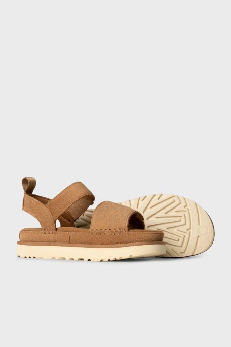Ugg Logolu Süet Kalın Taban Cırtlı Bayan Sandalet 1136783 TABA - Ugg (1)