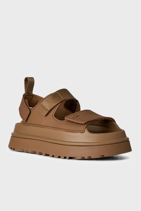 Ugg Logolu Tırtıklı Kalın Taban Cırtlı Bayan Sandalet 1152685 KAHVE - Ugg (1)