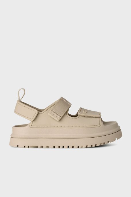 Ugg Logolu Tırtıklı Kalın Taban Cırtlı Çocuk Sandalet 1152813K BEJ - Ugg