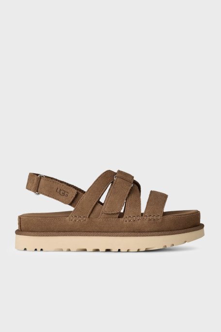 Ugg Süet Kalın Tabanlı Cırt Cırtlı Bayan Sandalet 1175122 TABA - Ugg