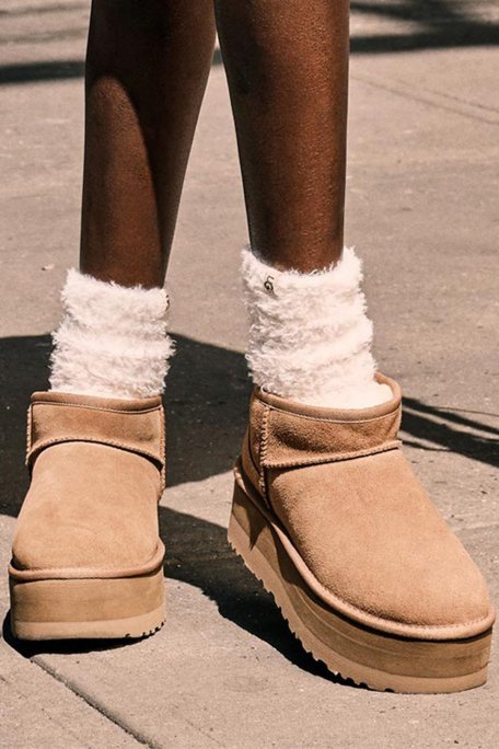 Ugg W Classic Kalın Taban Hakiki Deri Mini Kadın Bot 1135092 KUM - Ugg (1)