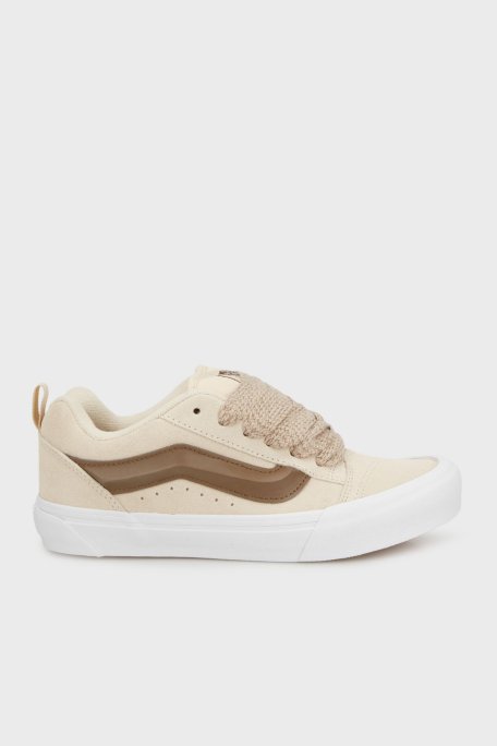 Vans Knu Skool Logolu Süet ve Deri Karışımlı Sneaker Unisex Ayakkabı VN000D6ZCHW1 BEJ-KAHVE - Vans