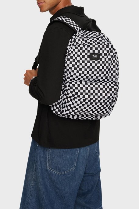 Vans Old Skool Kareli Fermuarlı Unisex Sırt Çantası VN000H4XY281 SİYAH-BEYAZ - Vans (1)