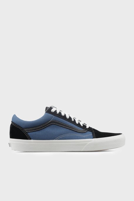 Vans Old Skool Logolu Süet Detaylı Sneaker Unisex Ayakkabı VN000D7ZNGV1 Mavi-Siyah - Vans