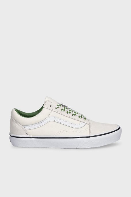 Vans Old Skool Süet Logolu Sneaker Unisex Ayakkabı VN000D6WBOM1 Krem-Yeşil - Vans