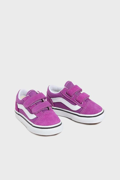 Vans Old Skool V Cırt Cırtlı Süet ve Kanvas Sneaker Unisex Çocuk Ayakkabı VN000CTGE2T1 MOR-BEYAZ - Vans (1)