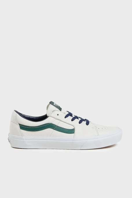 Vans SK8-Low Deri Logolu Sneaker Unisex Ayakkabı VN0009QRWTM1 GRİ-BEYAZ - Vans