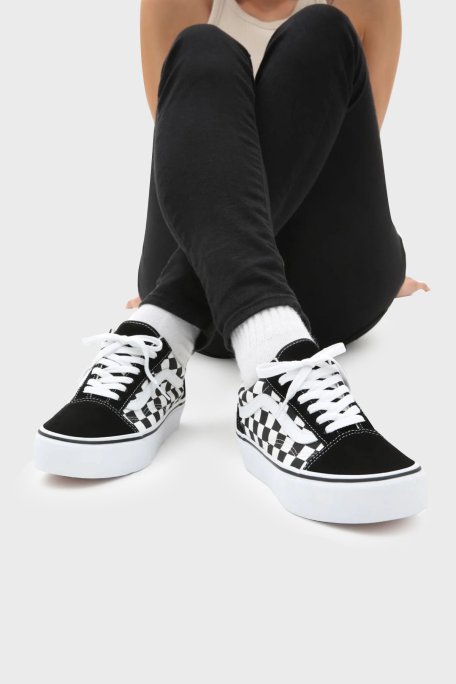 Vans UA Old Skool Deri Sneaker Kadın Ayakkabı VN0A3B3UHRK1 SİYAH-BEYAZ - Vans (1)