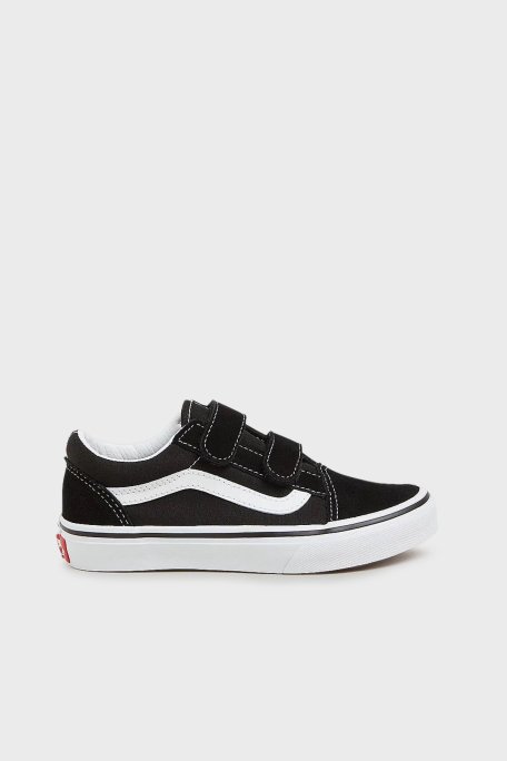 Vans UY Old Skool V Cırt Cırtlı Deri Sneaker Unisex Çocuk Ayakkabı VN000VHE6BT1 SİYAH-BEYAZ - Vans