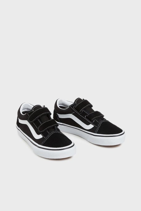 Vans UY Old Skool V Cırt Cırtlı Deri Sneaker Unisex Çocuk Ayakkabı VN000VHE6BT1 SİYAH-BEYAZ - Vans (1)