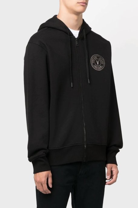 Versace % 100 Pamuk Regular Fit Kapüşonlu Erkek Sweat 73GAIT06 CF00T C89 SİYAH - Versace Jeans Couture